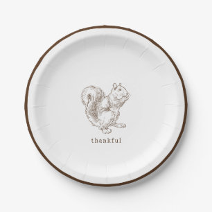 Rustic Minimalist Brown Thanksgiving Paper Plate