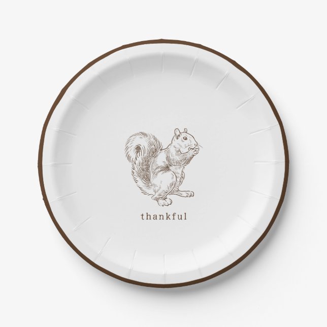 Rustic Minimalist Brown Thanksgiving Paper Plate (Front)