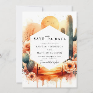 Rustic Minimalist Cactus Wedding Save The Date
