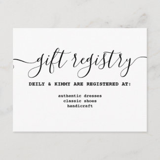 Rustic Minimalist Calligraphy Gift Registry  Enclosure Card