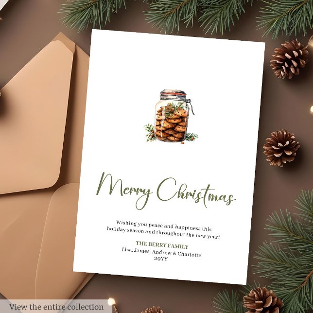 Rustic Minimalist Cookie Jar Christmas Card (Scandinavian Botanical Cozy Christmas Greeting Card

)
