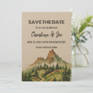 Rustic Minimalist Kraft Mountain Save the Date  Invitation