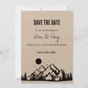 Rustic Minimalist Kraft Mountain Save the Date  Invitation