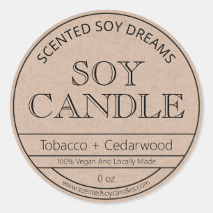 Rustic Minimalist Kraft Paper Soy Candle Labels