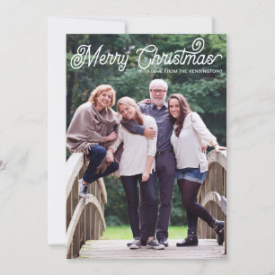 Rustic Minimalist Merry Christmas Typography Photo Holiday Card