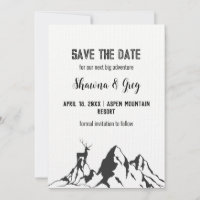 Rustic Minimalist Mountain Peak Elk Save the Date