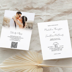 Rustic Minimalist Photo Budget Wedding QR Code