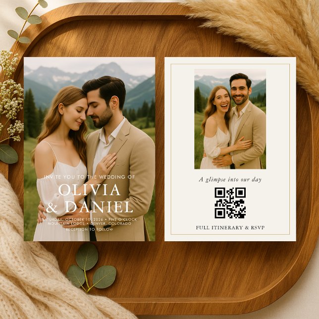 Rustic Minimalist Simple Photo Wedding Invitation (Creator Uploaded)