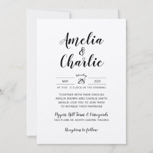 Rustic Minimalist Simple Wedding Invitation