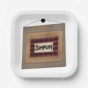 Rustic Minimalist Simplify Word Art Sign Paper Plate