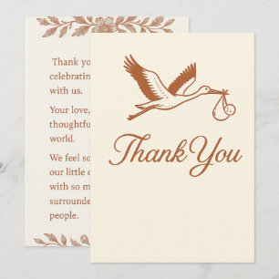 Rustic Minimalist Stork Baby Shower Invitation