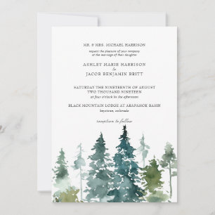 Rustic Minimalist Wedding   Watercolor Pines