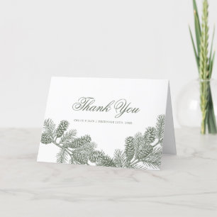 Rustic Minimalist Winter Greenery Thank You Card