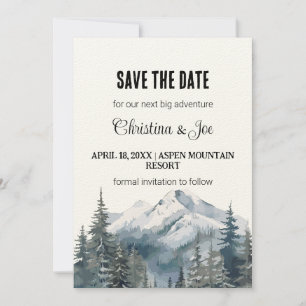 Rustic Minimalist Winter Mountain Save the Date  Invitation