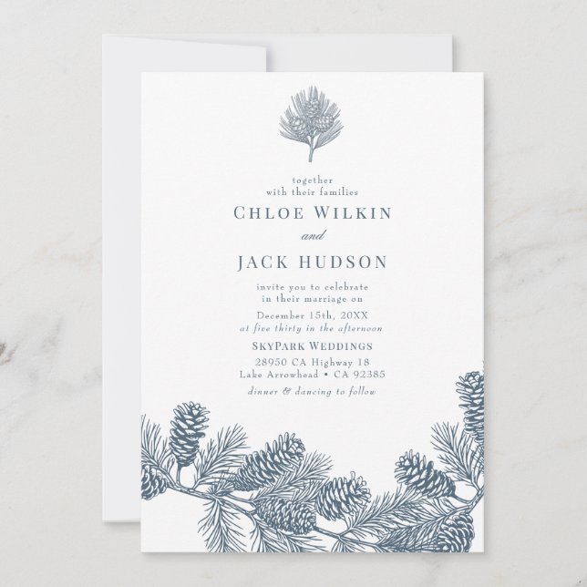 Rustic Minimalist Winter Wedding Invitation (Front)