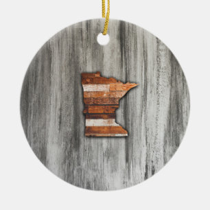 Rustic Minnesota Shape Ceramic Tree Decoration