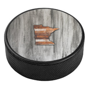 Rustic Minnesota Shape Hockey Puck