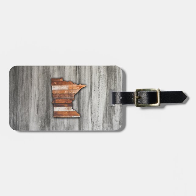 Rustic Minnesota Shape Luggage Tag (Front Horizontal)