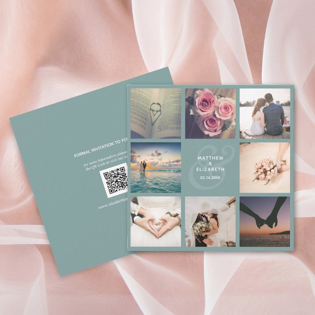 Rustic Mint Green Ampersand Photo Collage Wedding Save The Date (Creator Uploaded)