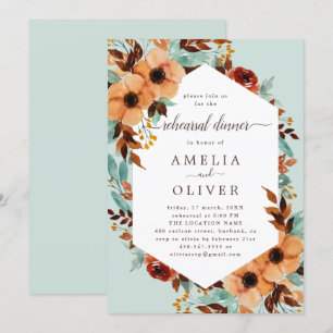 Rustic Mint Green Botanical Rehearsal Dinner Invitation