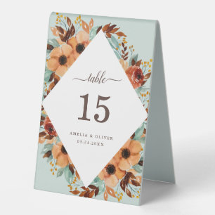 Rustic Mint Green Watercolor Wedding Number