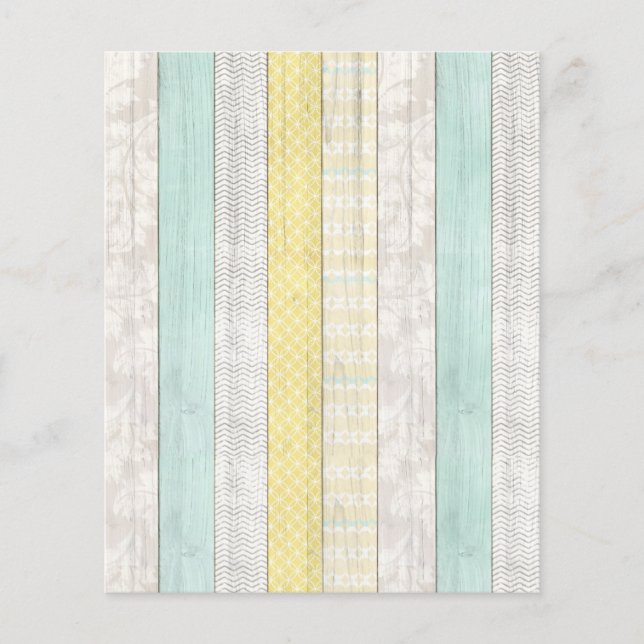Rustic Mint & Yellow Boho Geo Mod Scrapbook Paper (Front)
