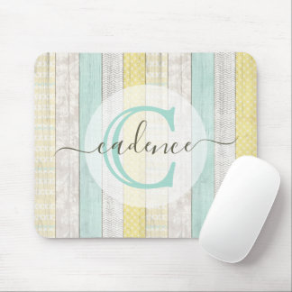 Rustic Mint & Yellow Boho Geo Modern Personalised Mouse Mat