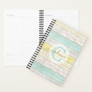 Rustic Mint & Yellow Boho Geo Modern Personalised Planner