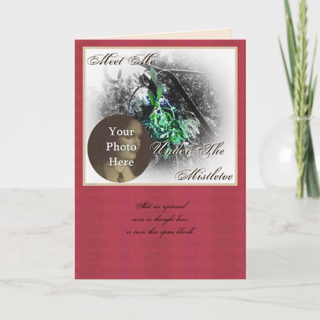 Rustic Mistletoe Yule Winter Solstice Christmas Holiday Card (Front)