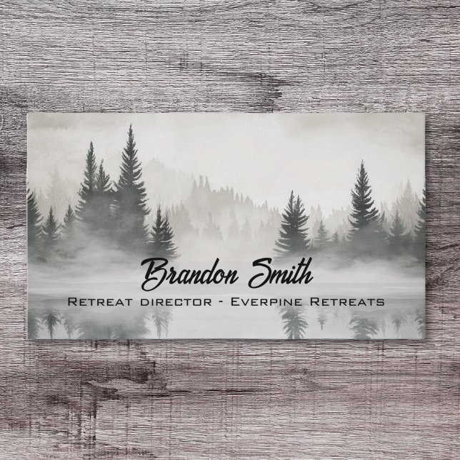 Rustic misty forest watercolor glamping  business card (Creator Uploaded)
