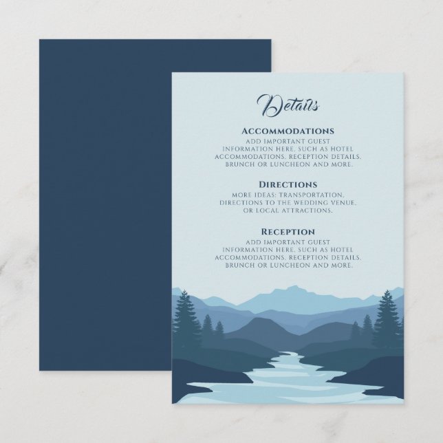 Rustic Misty Mountains Wedding Details  RSVP Card (Front/Back)
