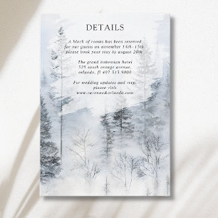 Rustic Misty Snowy Forest Mountain Wedding Details Enclosure Card