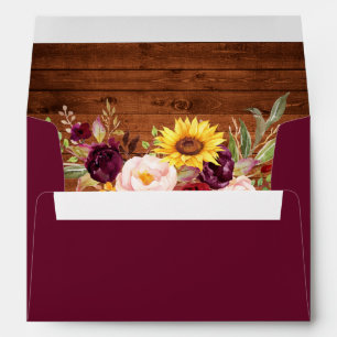 Rustic Mixed Floral Wood Invitation Envelope