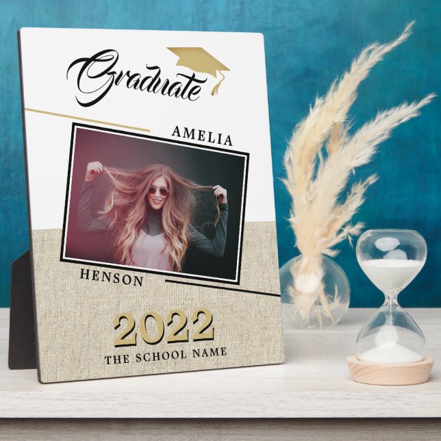 Rustic Modern 2022 Graduate Photo Graduation Plaque (Side)