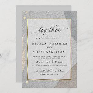 Rustic Modern Abstract Grey Watercolor Invitation
