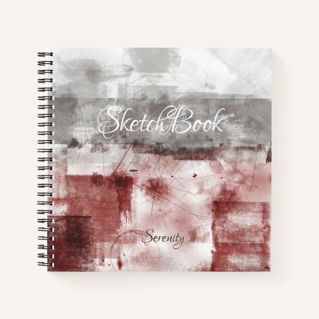 Rustic Modern Abstract Your Name Sketchbook Notebook (Front)