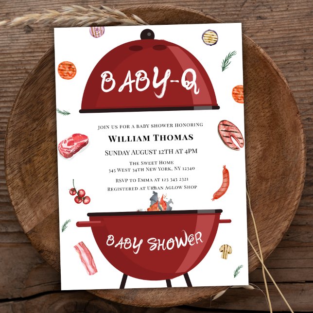 Rustic Modern Backyard BBQ Baby Q Baby Shower Invitation (Rustic Modern Backyard BBQ Baby Q Baby Shower Invitation)