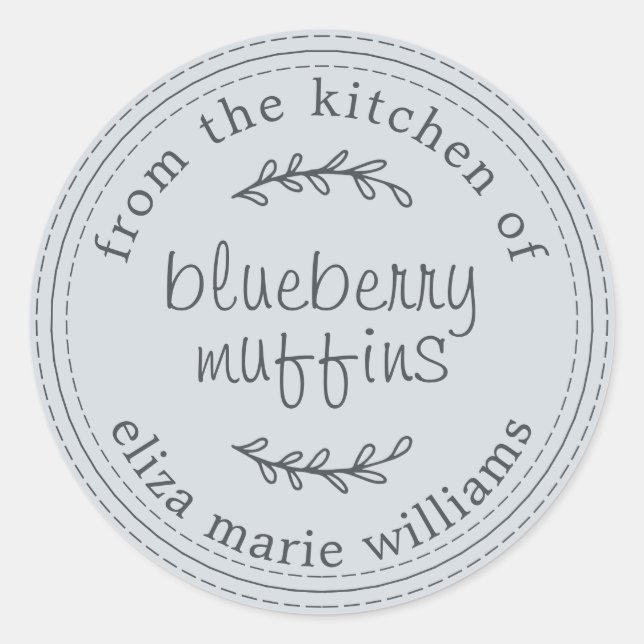 Rustic Modern Baked Goods Blueberry Muffins Blue Classic Round Sticker (Front)