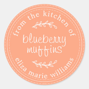Rustic Modern Baked Goods Blueberry Muffins Orange Classic Round Sticker