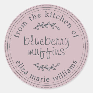 Rustic Modern Baked Goods Blueberry Muffins Purple Classic Round Sticker