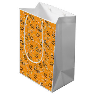 Rustic Modern Bandanna Orange Pattern Fun Medium Gift Bag