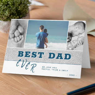 Rustic Modern Best Dad Father`s Day Photo Collage Card