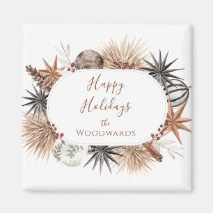 Rustic Modern Boho Christmas Personalised Magnet