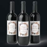 Rustic Modern Boho Christmas Personalised Wine Label<br><div class="desc">Pretty watercolor rustic boho style holiday personalised wine labels with a decorative frame made of stars, tree ornaments, and dried grasses. Pretty rustic modern earthy browns, greens and terracotta. Perfect for your holiday party or get togethers with friends, and for wine gift giving. Just add your personal label to your...</div>