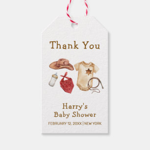 Rustic Modern Boho Western Cowboy Baby Shower Gift Tags