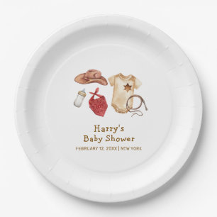 Rustic Modern Boho Western Cowboy Baby Shower  Paper Plate