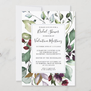 Rustic Modern Botanical Greenery Bridal Shower Invitation