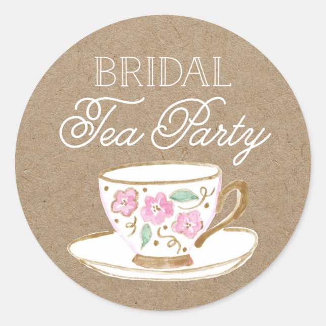 Rustic Modern Bridal Tea Party | Bridal Shower Classic Round Sticker (Front)