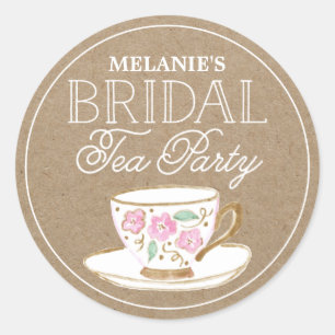 Rustic Modern Bridal Tea Party   Bridal Shower Classic Round Sticker