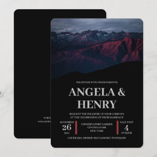 Rustic Modern Brown Mountains Scenery Wedding Invitation